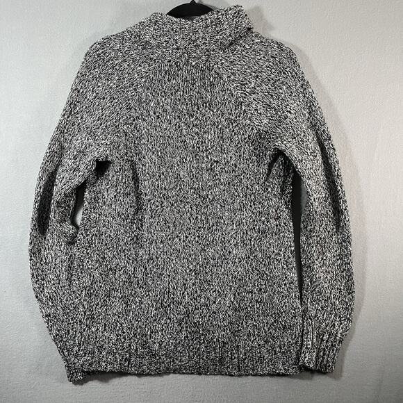 Eddie Bauer Sweater Womens Medium Gray Cotton Full Zip Cardigan Cowl Neck - Picture 11 of 12